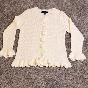 NWOT - Zara Elegant Cream Ruffle Cardigan Sweater